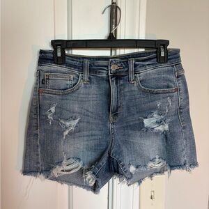 Judy Blue Light Blue Distressed Denim Shorts